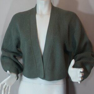 Aritzia Wilfred Unwind Merino Wool Waist Olive Green Cardigan Sweater size XS/S